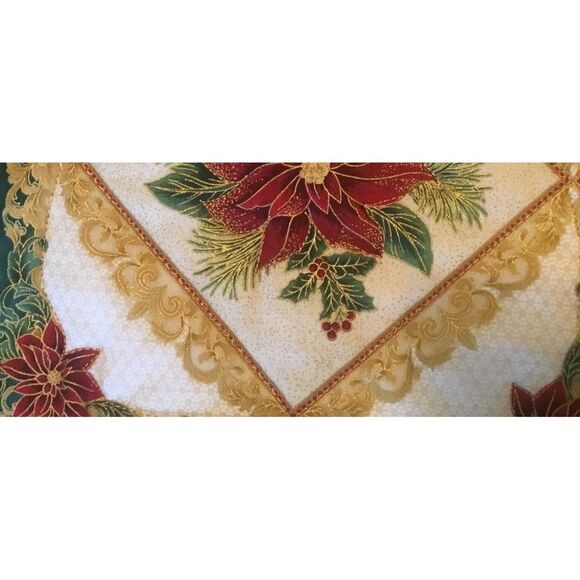 NWT. Hand Crafted Gorgeous Metallic Quilted Holiday Runner. REVERSIBLE - Picture 10 of 12